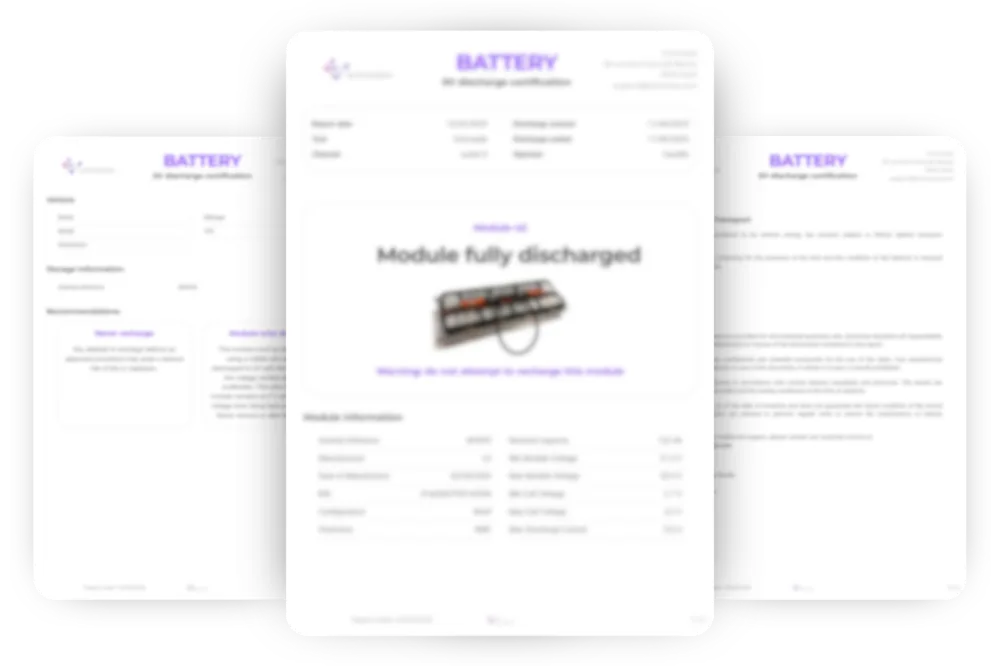 Certificat de décharge 0V Entrosafe